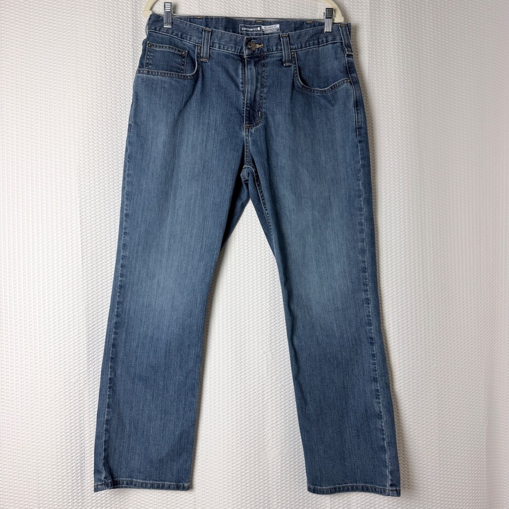 Carhartt Rugged Flex Jeans Men 34x28 Blue Medium Wash Outdoor Carpenter Work‎